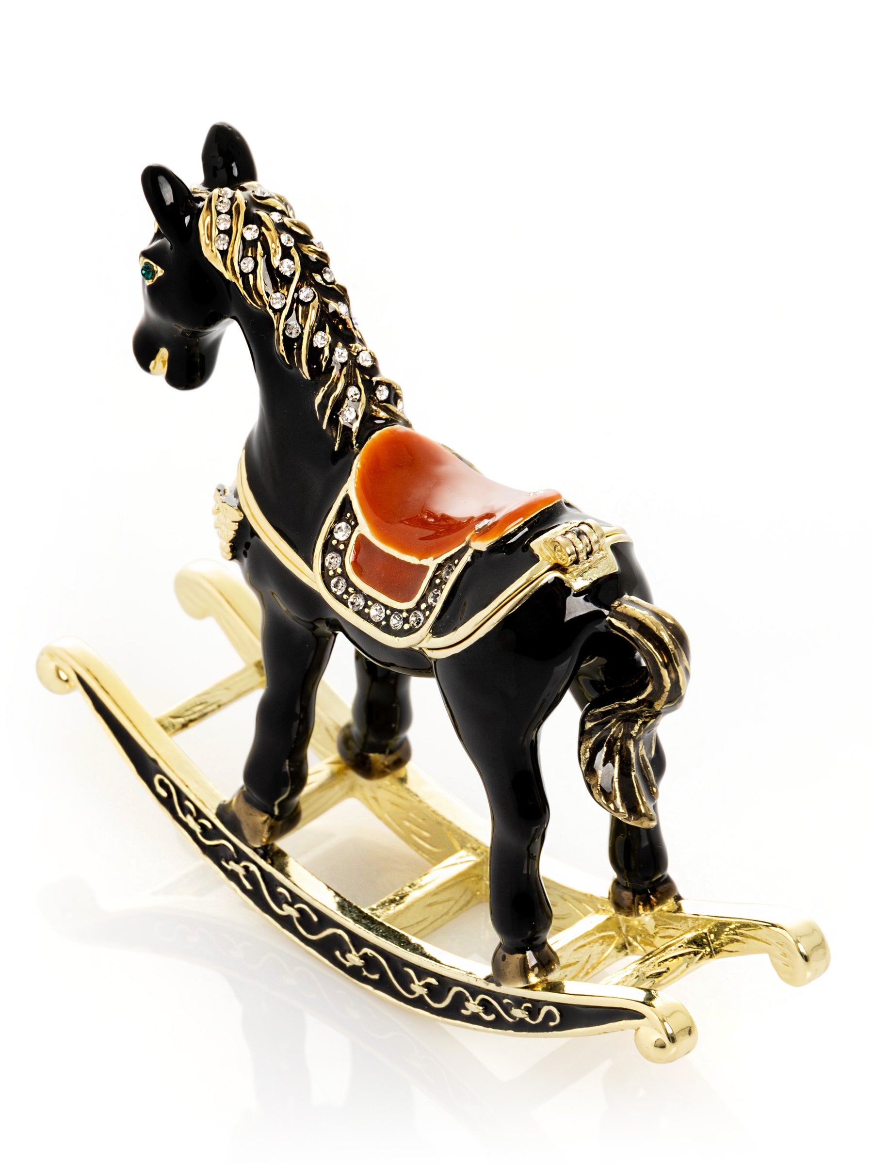 Keren Kopal Black & Gold Vintage Rocking Horse Trinket Box