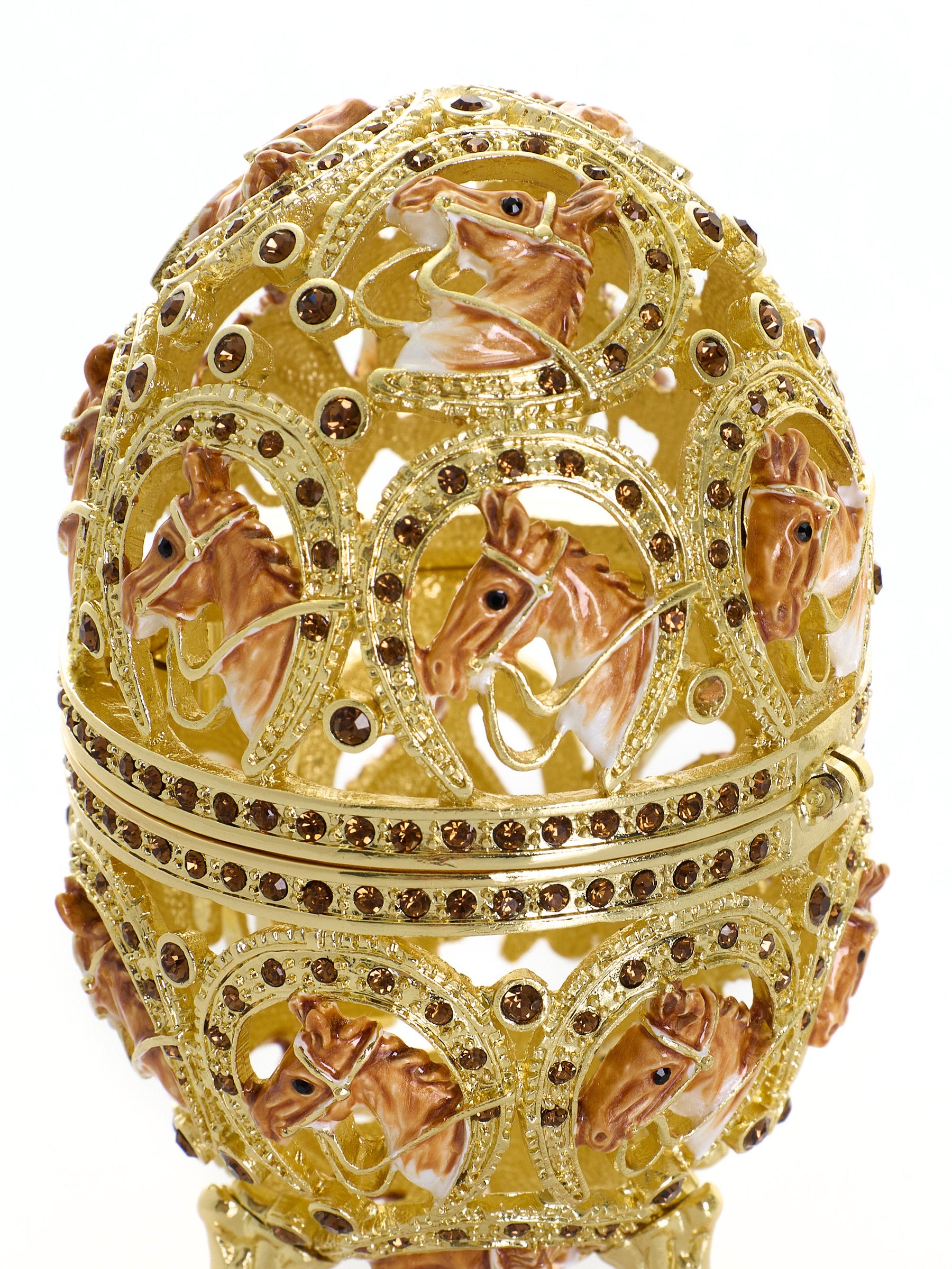 Keren Kopal Golden Easter Egg decorated with Horses