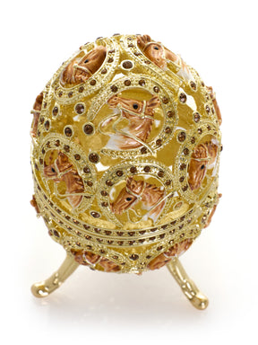 Keren Kopal Golden Easter Egg decorated with Horses