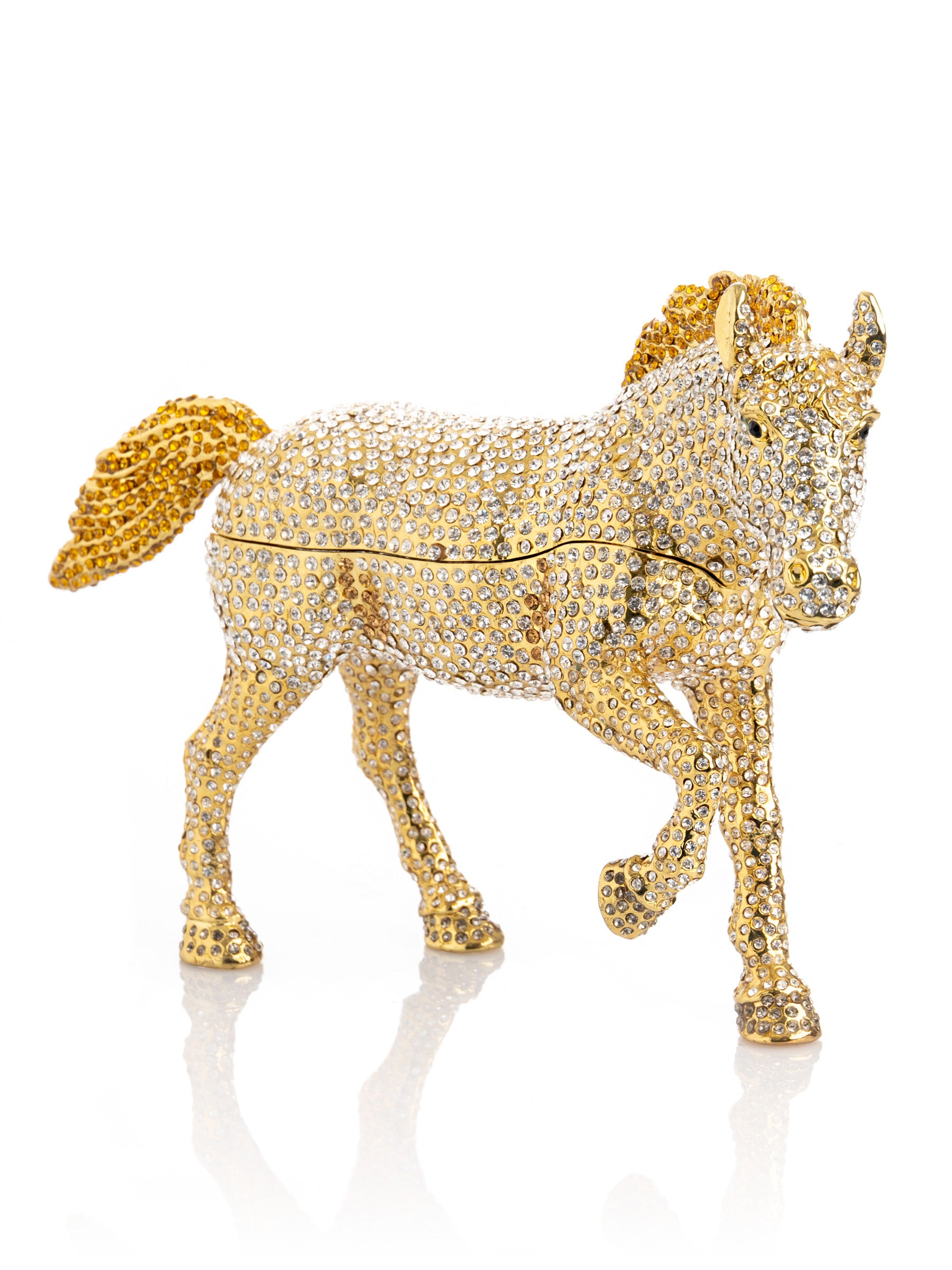 Keren Kopal Large Golden Horse Decorated with White Crystals