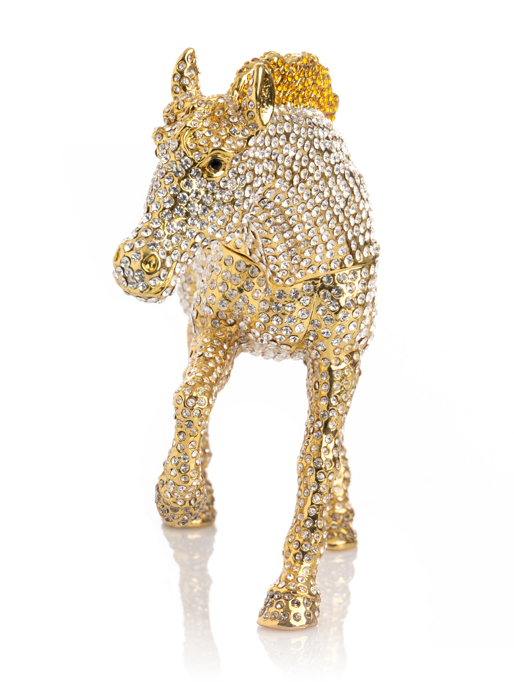 Keren Kopal Large Golden Horse Decorated with White Crystals