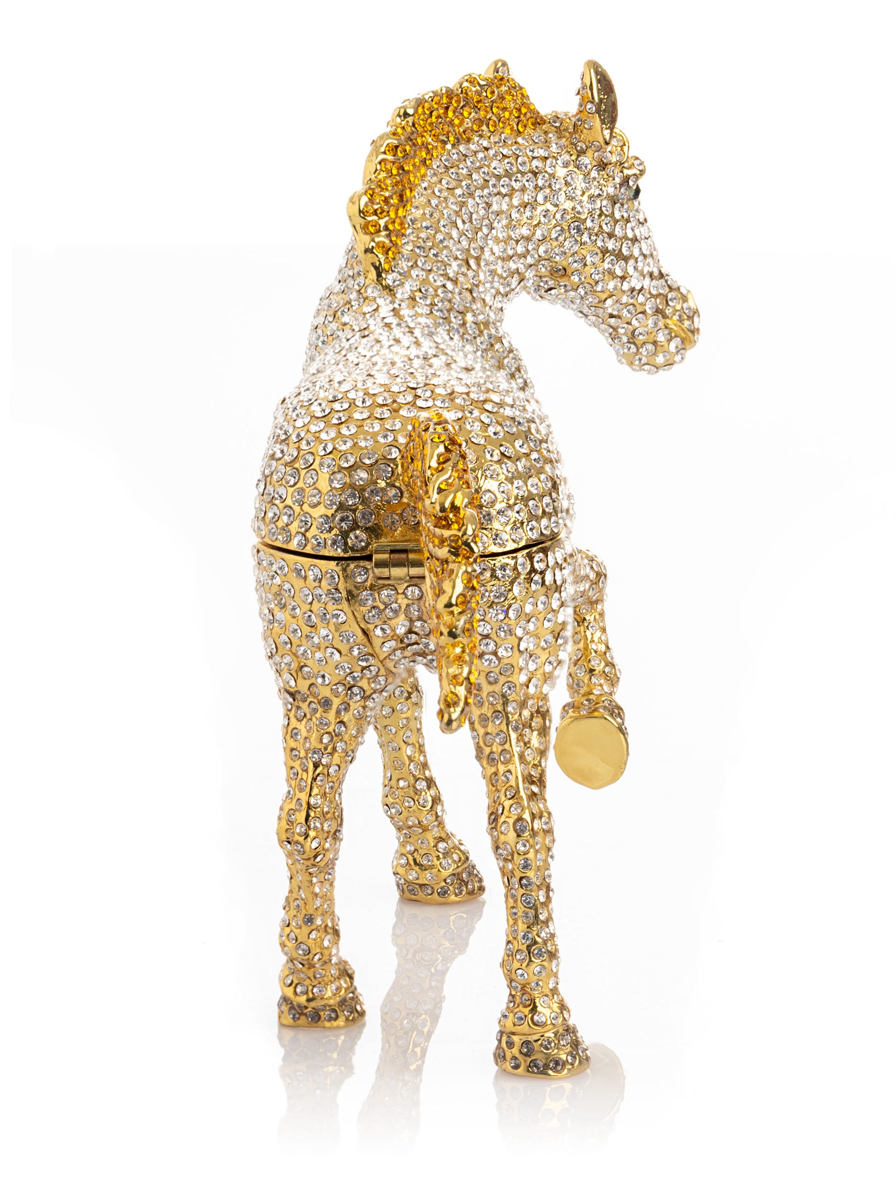 Keren Kopal Large Golden Horse Decorated with White Crystals