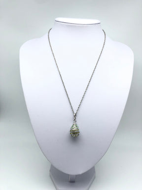 Keren Kopal Silver Egg with Green Crystals Pendant Necklace