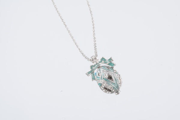 Silver & Light Green Egg Pendant Necklace