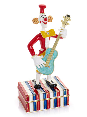 Musical Circus Clown with Turquoise Guitar Trinket Box