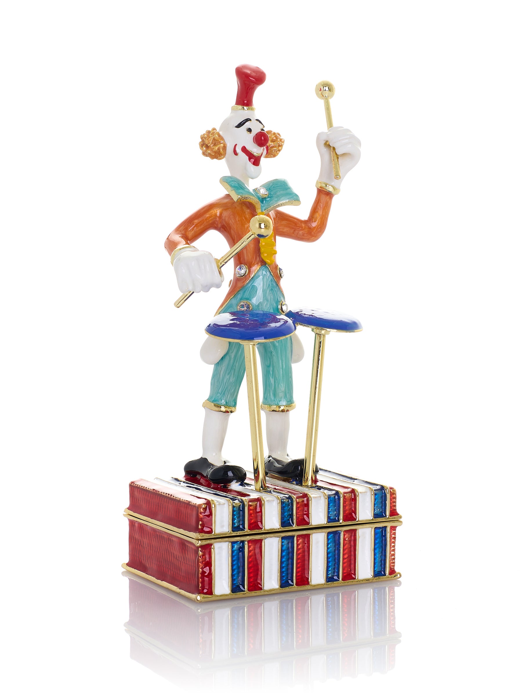 Musical Circus Clown with Timpani Drums Trinket Box