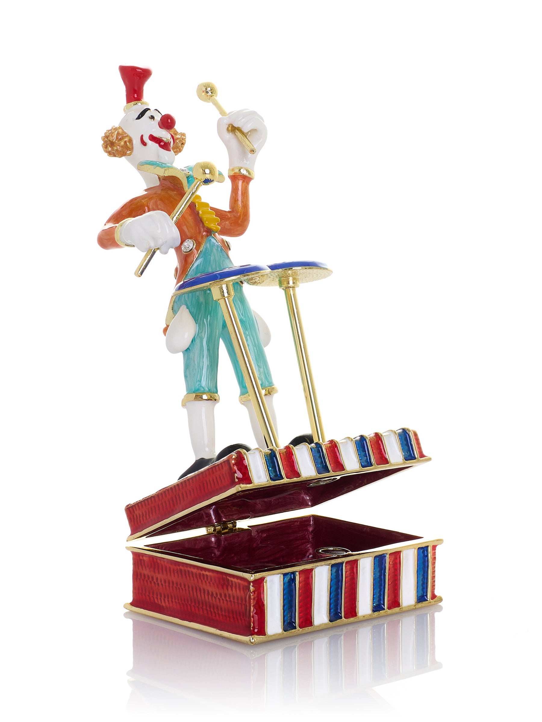 Musical Circus Clown with Timpani Drums Trinket Box