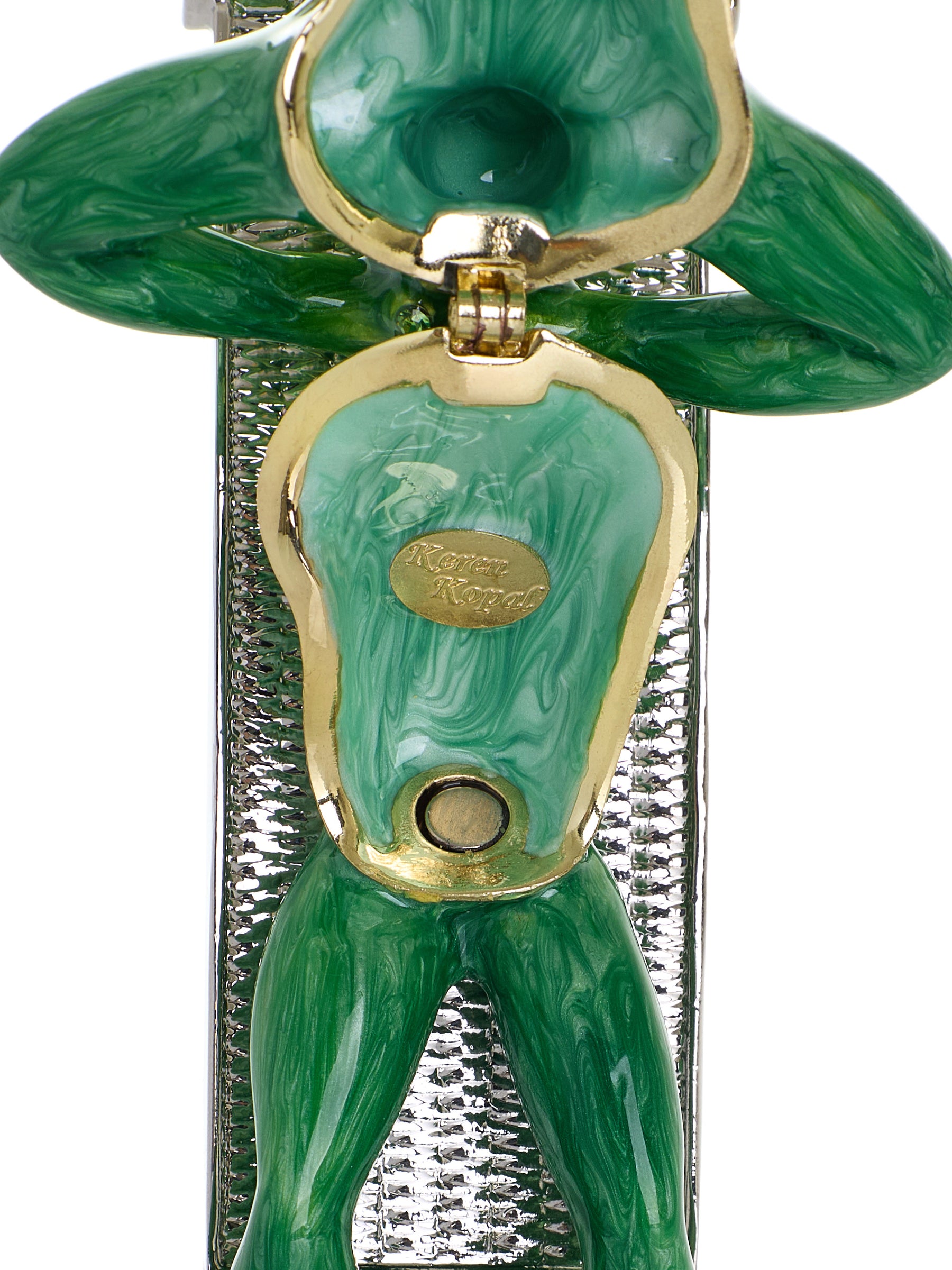 Green Frog Exercising on Bench Trinket Box