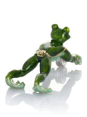 Frosch beim Training mit Ab-Roller Schmuckkästchen