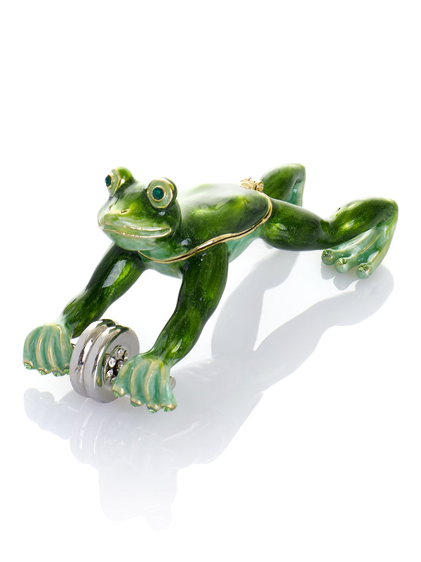 Frosch beim Training mit Ab-Roller Schmuckkästchen