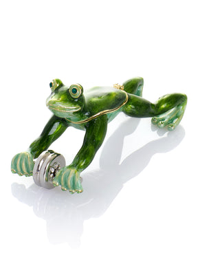 Frosch beim Training mit Ab-Roller Schmuckkästchen