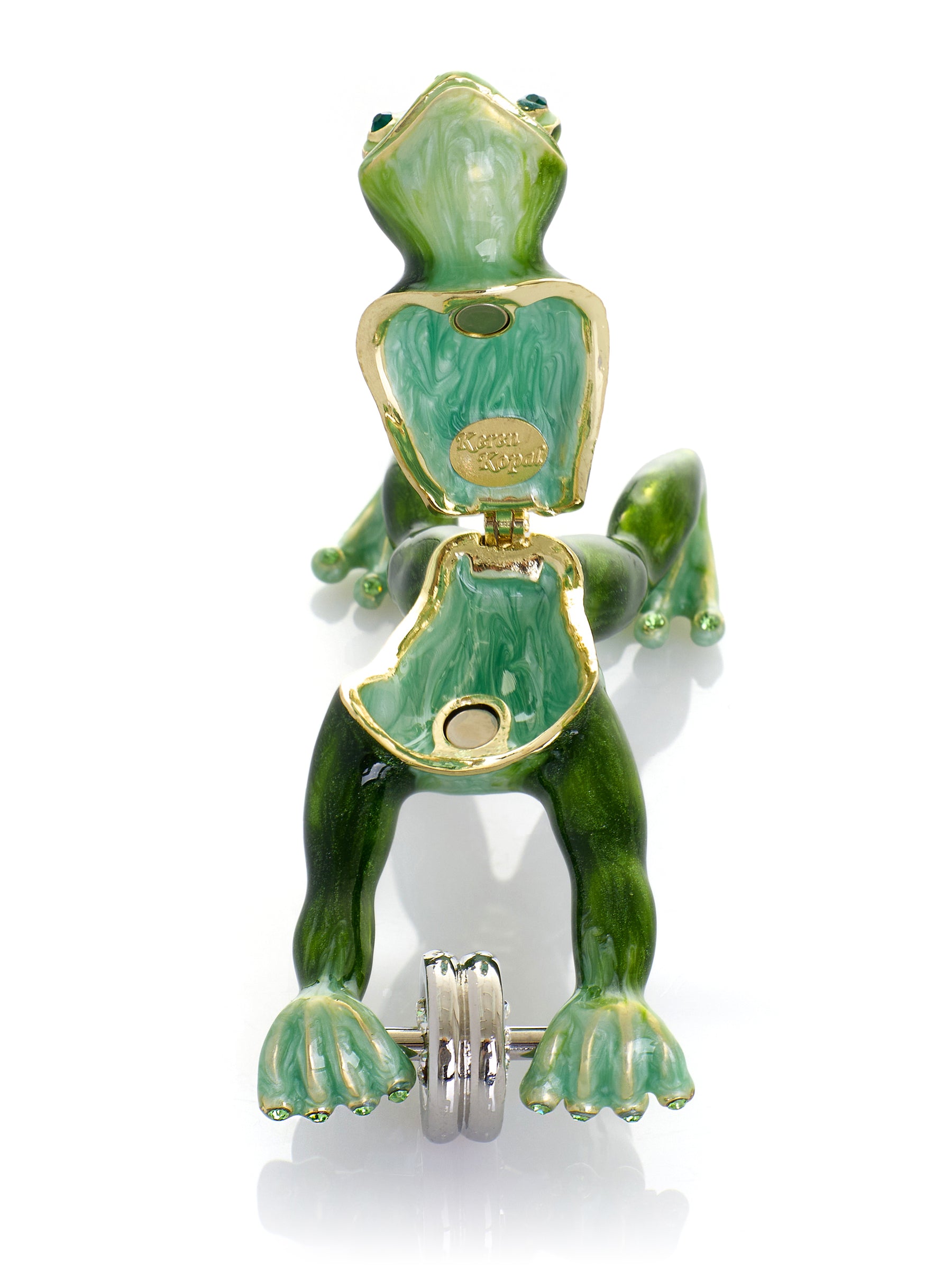 Frosch beim Training mit Ab-Roller Schmuckkästchen