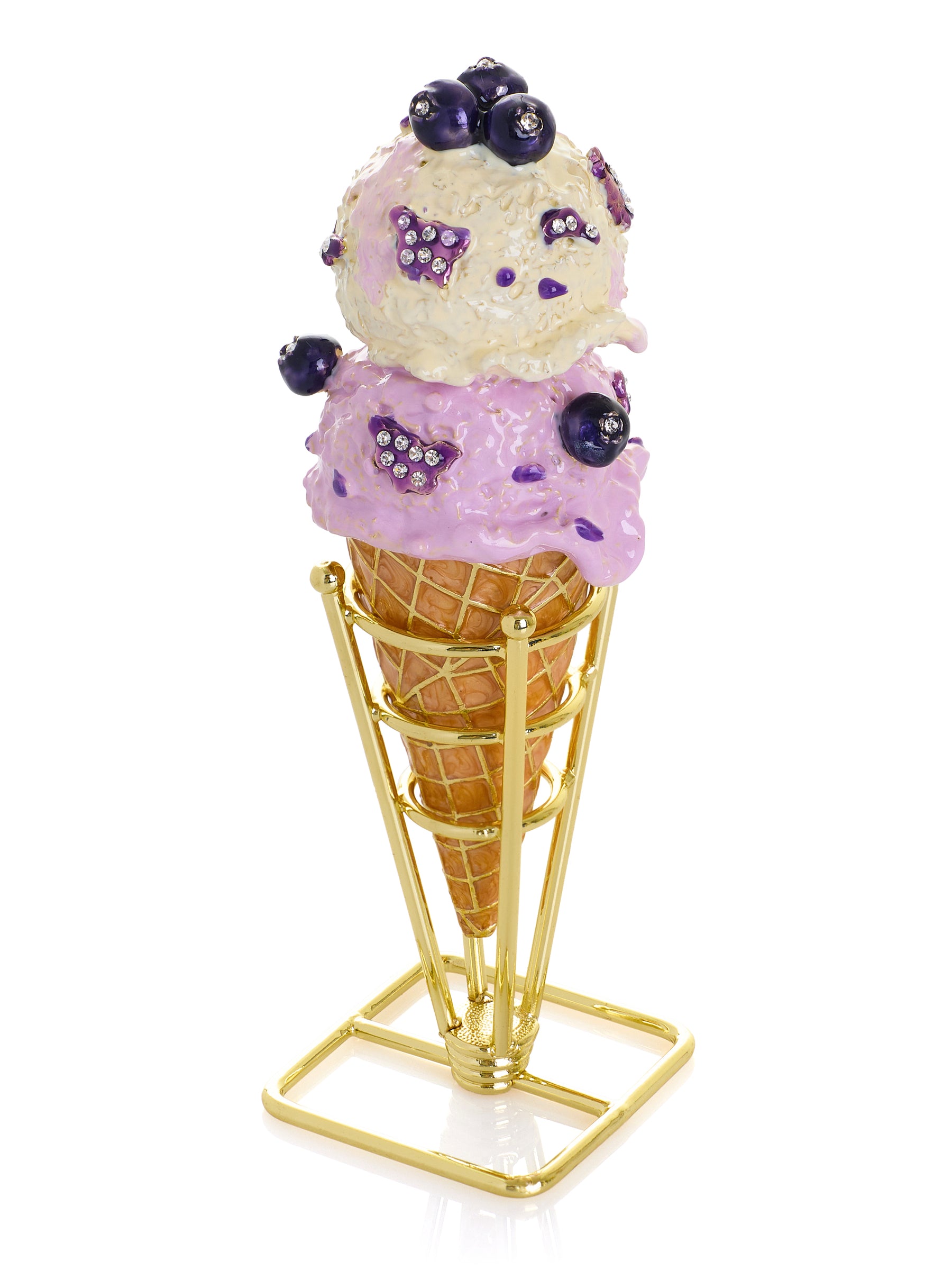 Summer Special Wild Blueberry Cream Ice Cream Cone Trinket Box