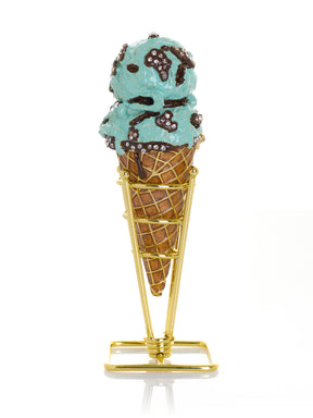 Summer Special Mint Chocolate Chip Ice Cream Cone Trinket Box
