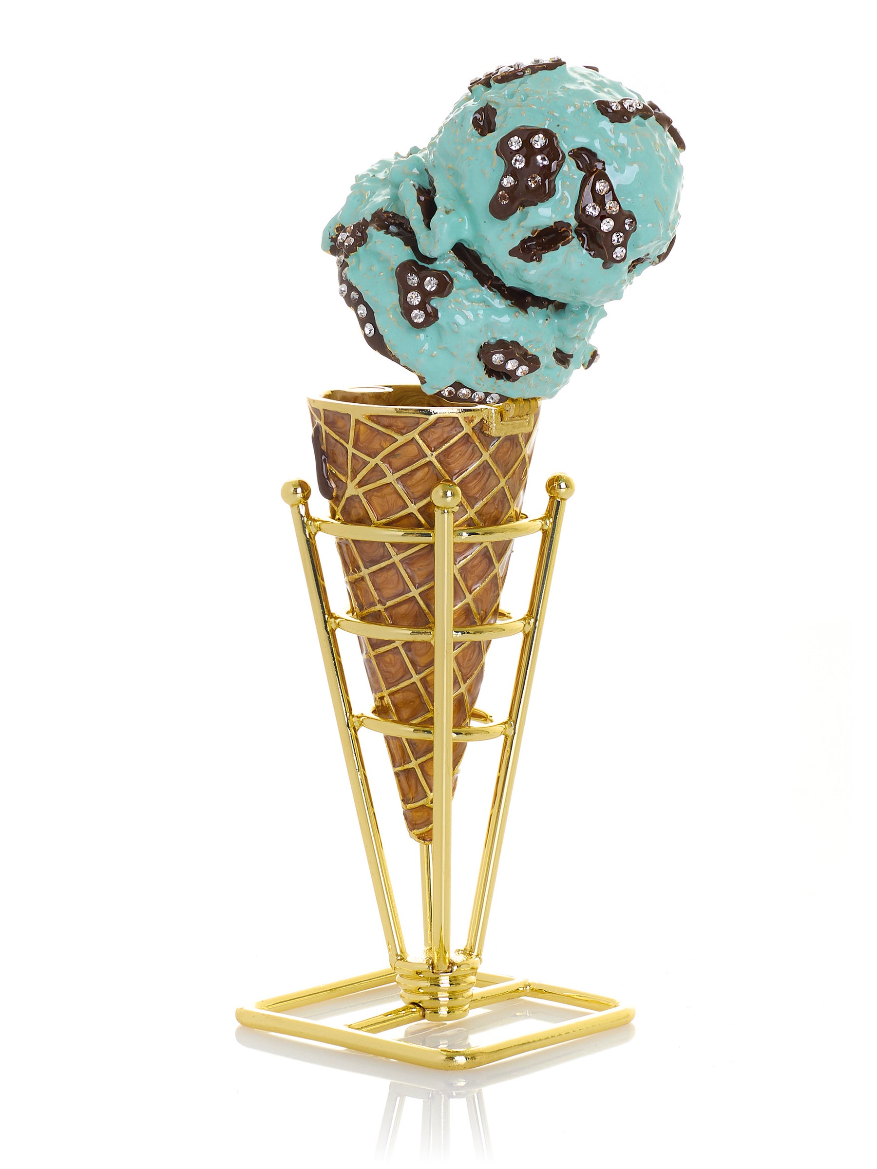 Summer Special Mint Chocolate Chip Ice Cream Cone Trinket Box