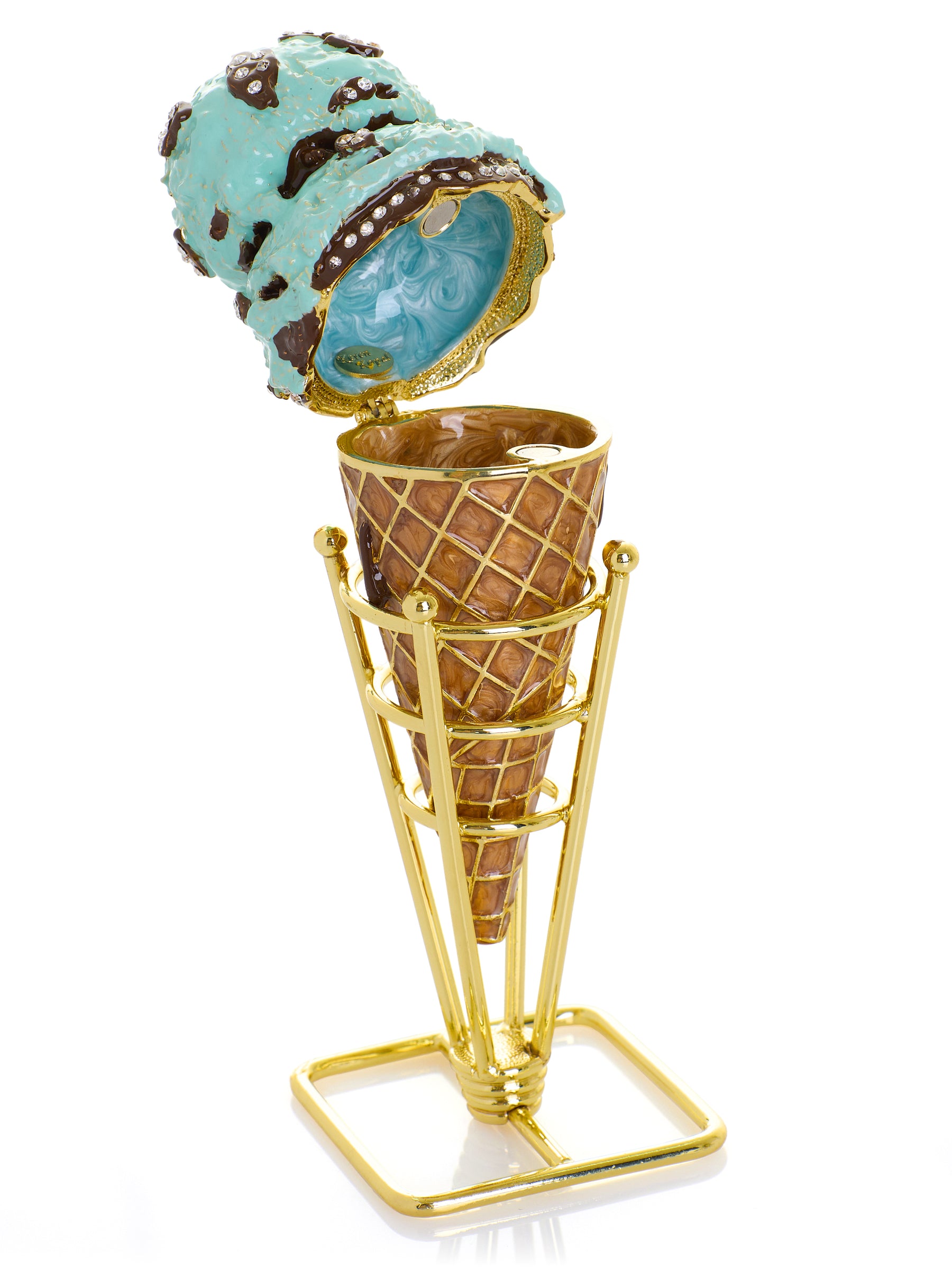 Summer Special Mint Chocolate Chip Ice Cream Cone Trinket Box