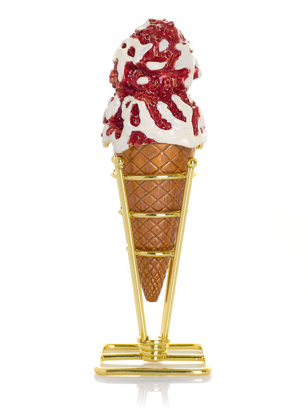 Boîte à bijoux Cornet de Glace Crème Fraise & Vanille Tourbillonnante