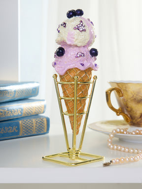 Summer Special Wild Blueberry Cream Ice Cream Cone Trinket Box