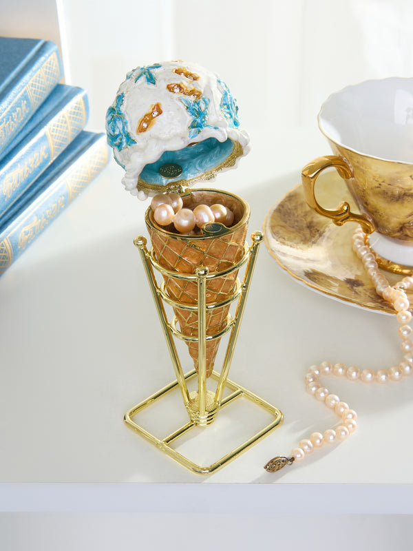 Boîte à bijoux Cornet de Glace Rose Bleue Chintz