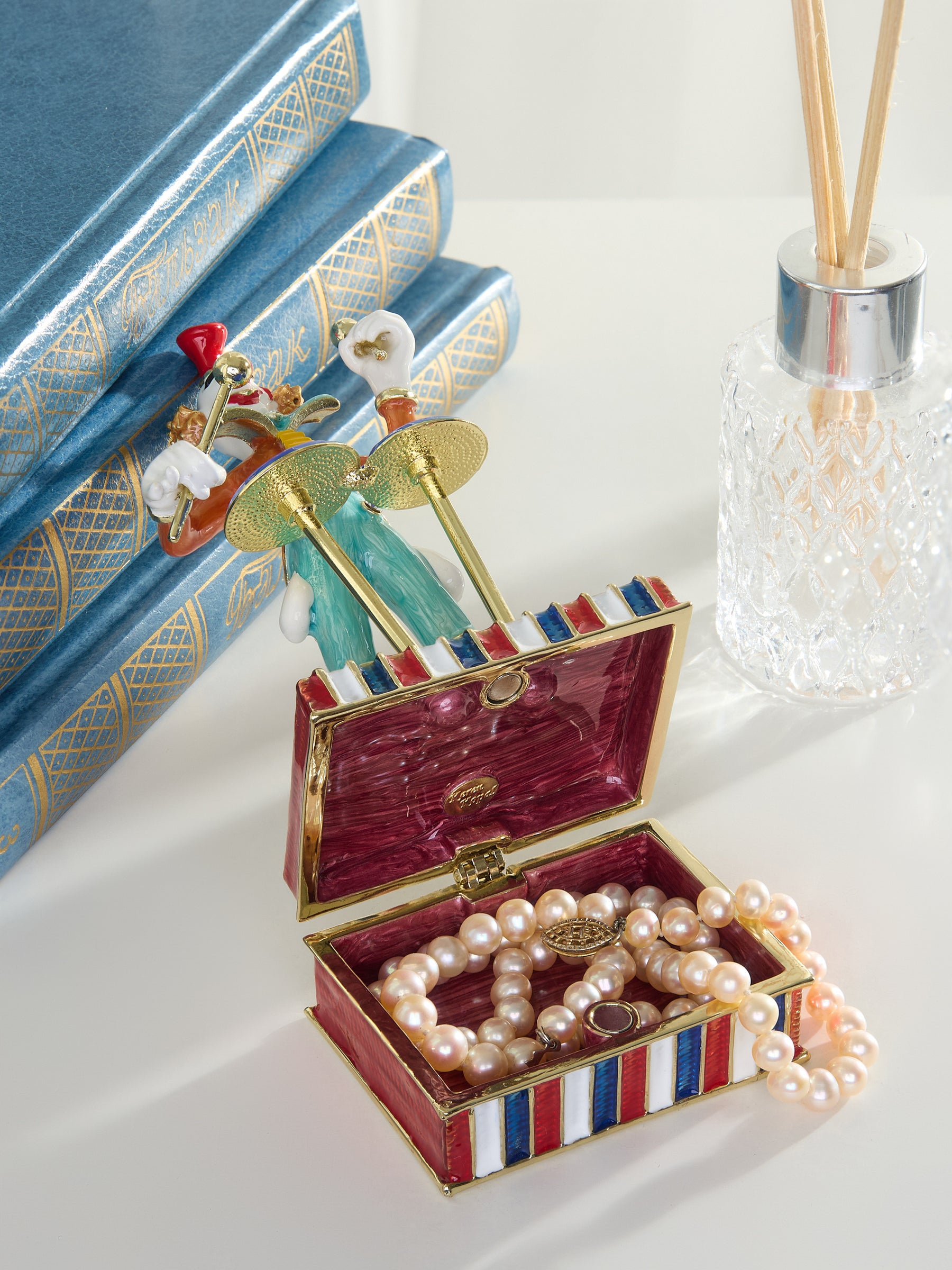 Musical Circus Clown with Timpani Drums Trinket Box