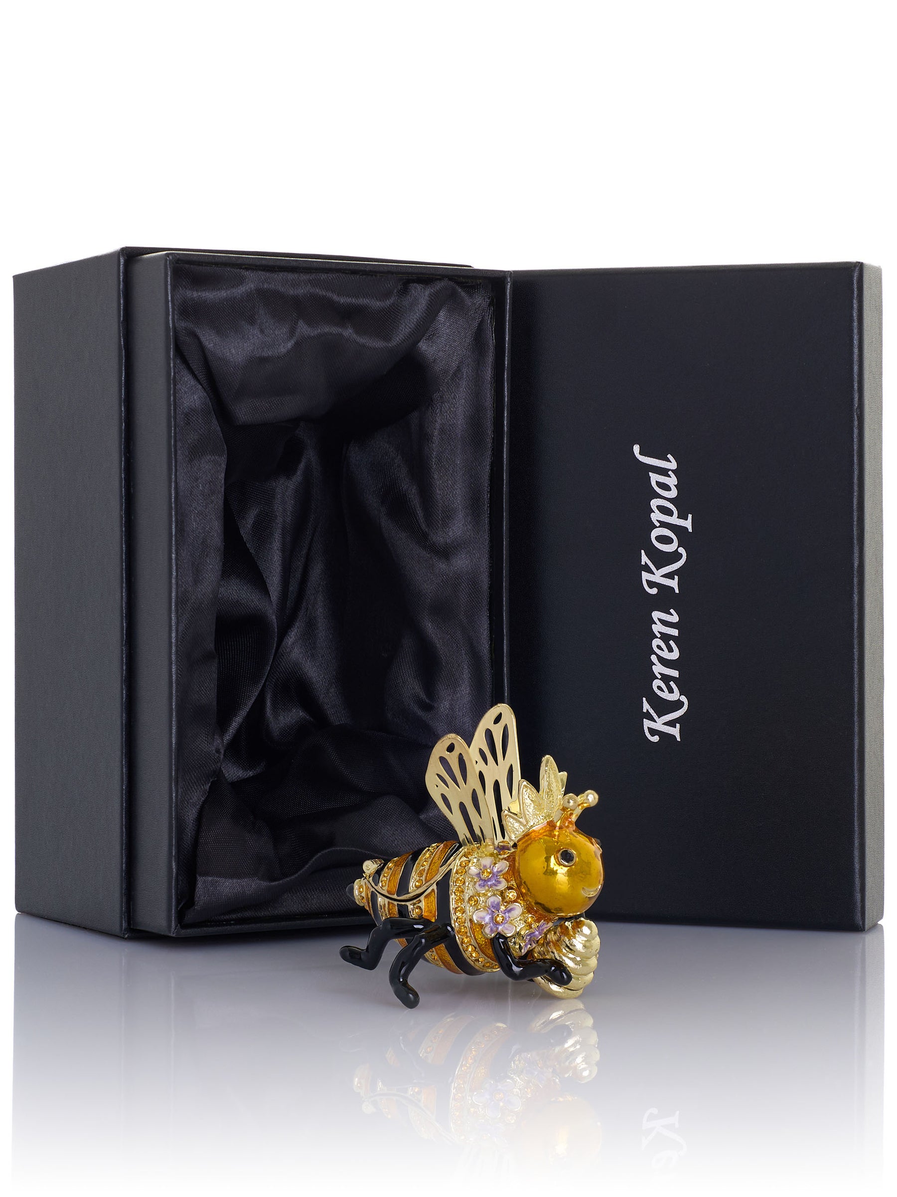 Queen Bee Holding a Beehive Trinket Box