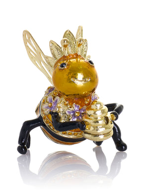 Queen Bee Holding a Beehive Trinket Box