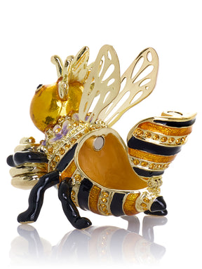 Queen Bee Holding a Beehive Trinket Box