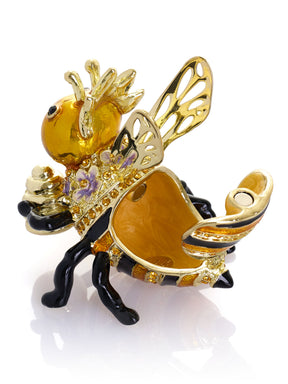 Queen Bee Holding a Beehive Trinket Box
