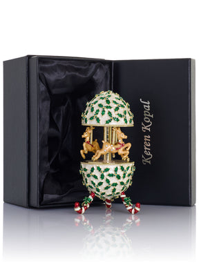 Blaues Aufzieh-Pferde-Karussell Fabergé Ei