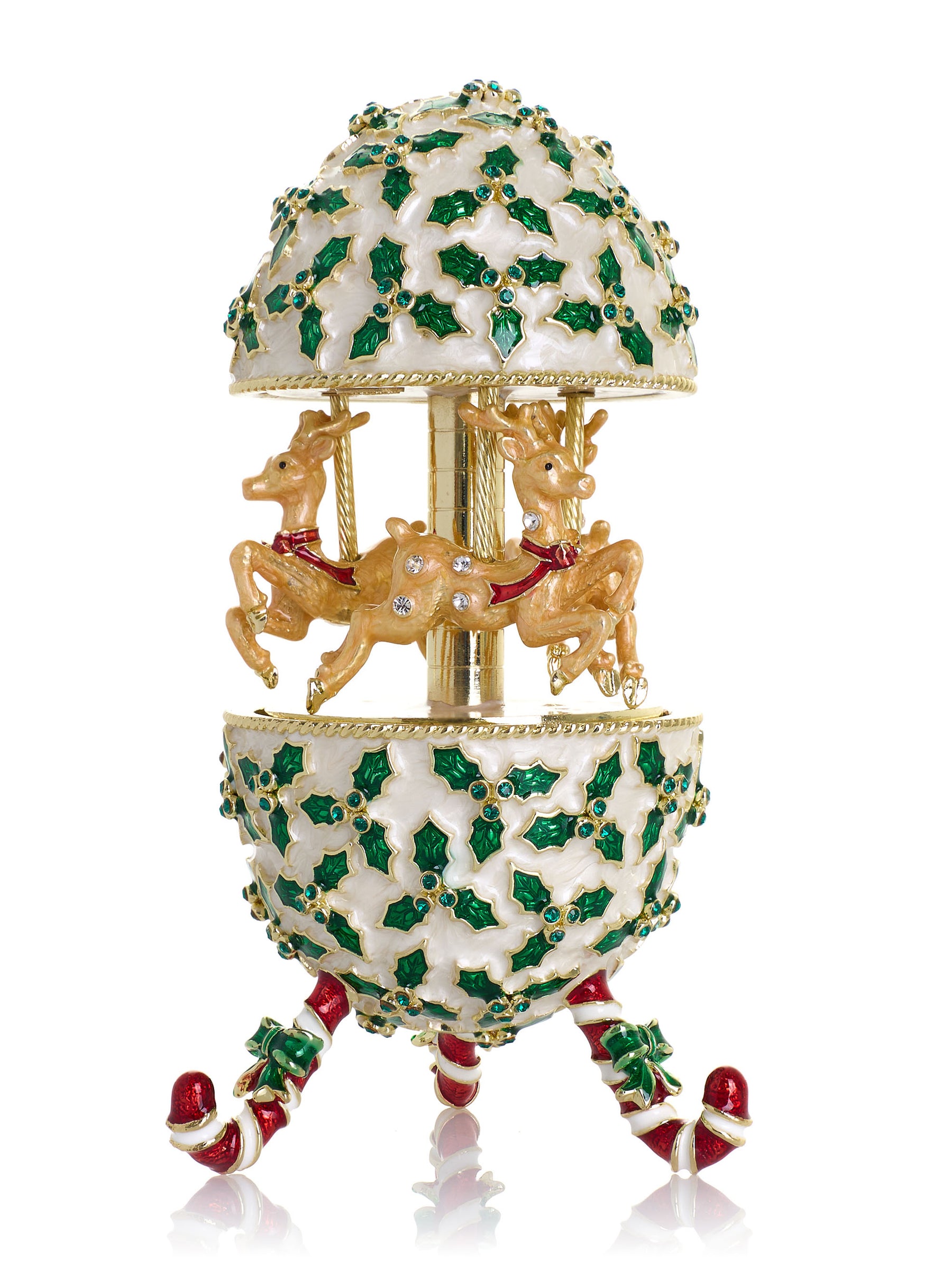 Blaues Aufzieh-Pferde-Karussell Fabergé Ei