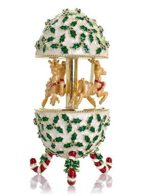 Blaues Aufzieh-Pferde-Karussell Fabergé Ei