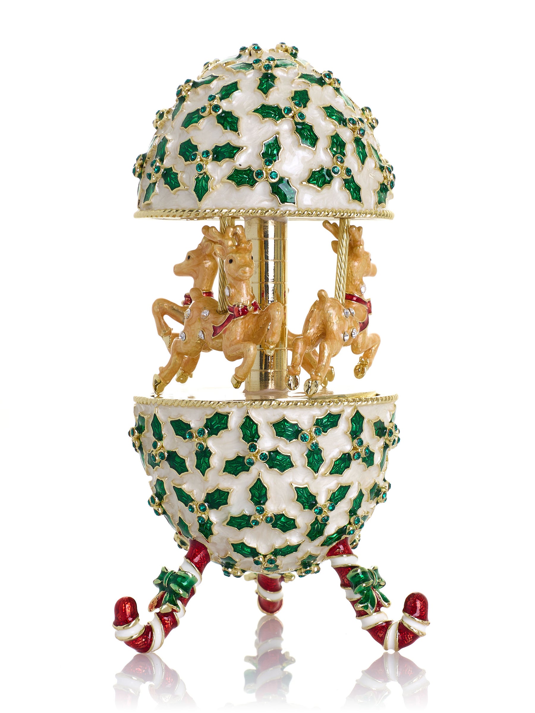 Blaues Aufzieh-Pferde-Karussell Fabergé Ei