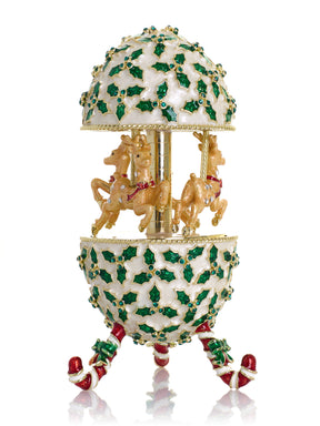 Blaues Aufzieh-Pferde-Karussell Fabergé Ei