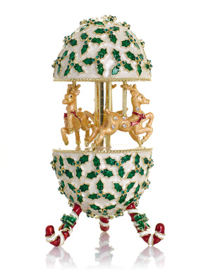 Blaues Aufzieh-Pferde-Karussell Fabergé Ei