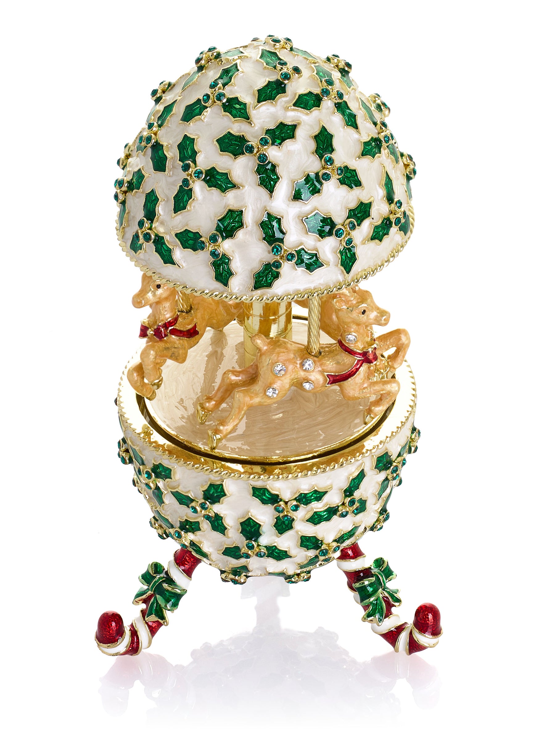 Blaues Aufzieh-Pferde-Karussell Fabergé Ei