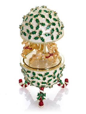Blaues Aufzieh-Pferde-Karussell Fabergé Ei