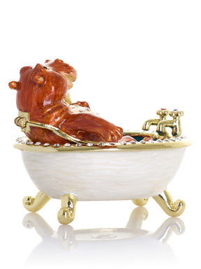 Brown Hippo Taking a Bath in a Clawfoot Tub