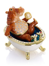 Brown Hippo Taking a Bath in a Clawfoot Tub