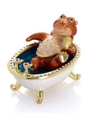 Brown Hippo Taking a Bath in a Clawfoot Tub