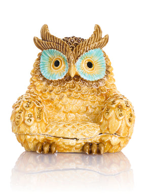 Gold and Brown Owl Armchair Trinket Box