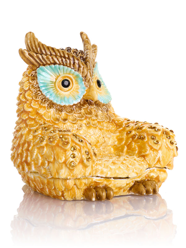 Gold and Brown Owl Armchair Trinket Box