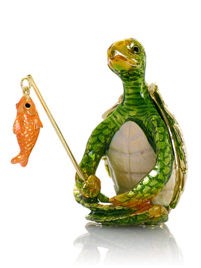 Turtle Fishing for a Goldfish Trinket Box