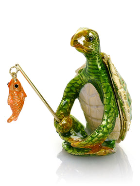 Turtle Fishing for a Goldfish Trinket Box
