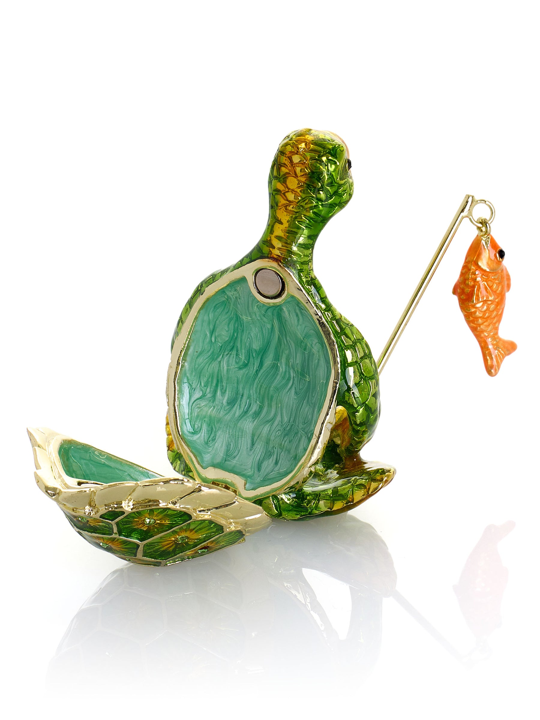 Turtle Fishing for a Goldfish Trinket Box