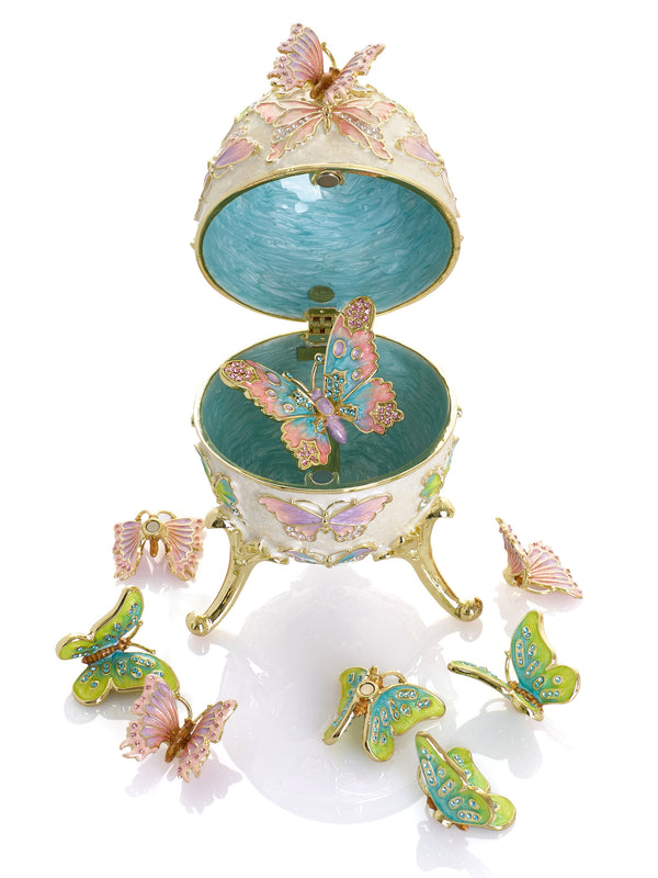 Limited Edition Enchanted Butterfly Egg Trinket Box with Detachable Crystal Butterflies