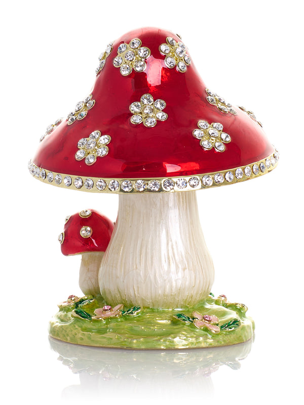Crystal-Embellished Red Mushroom Trinket Box by Keren Kopal
