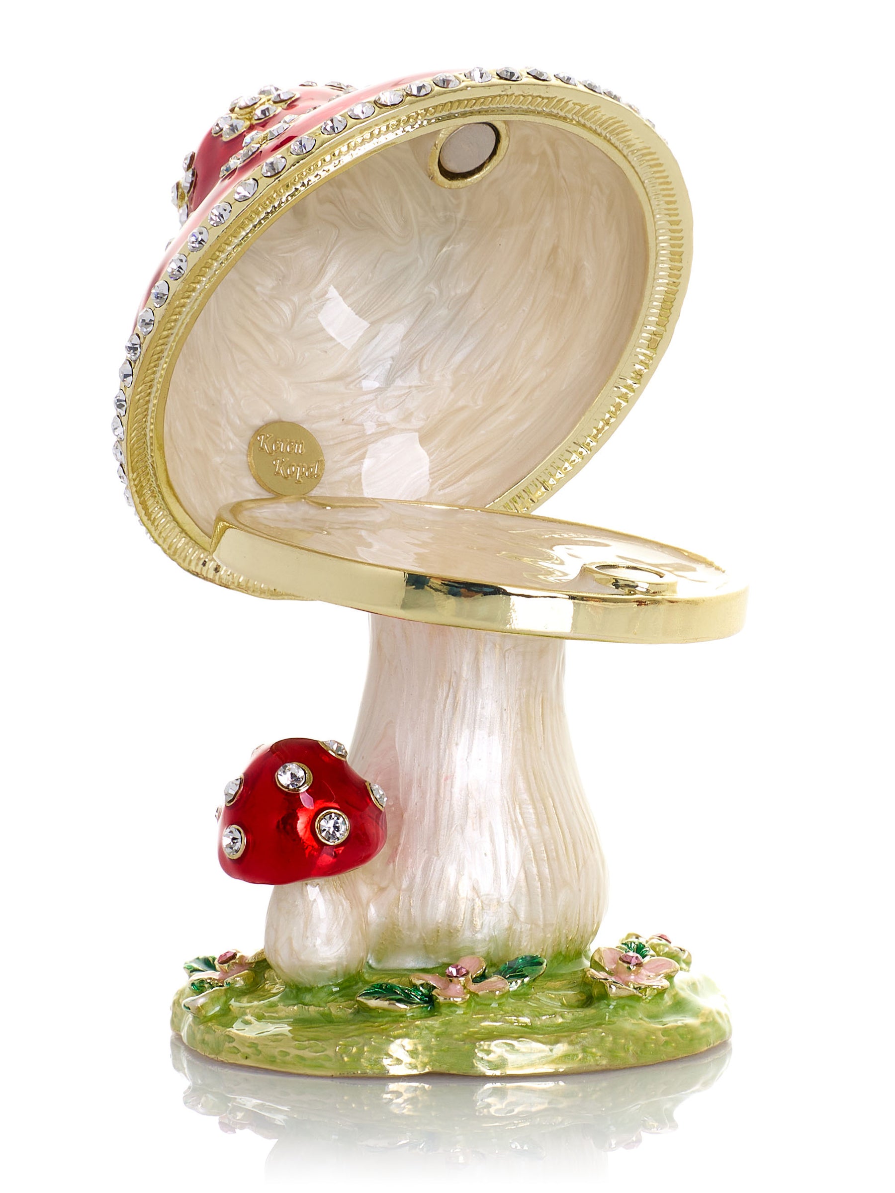 Crystal-Embellished Red Mushroom Trinket Box by Keren Kopal