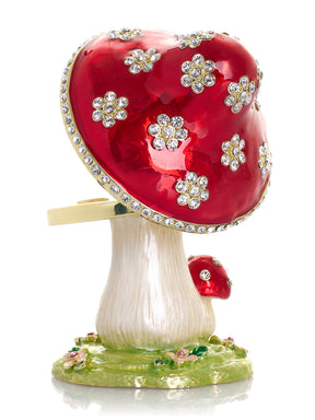 Crystal-Embellished Red Mushroom Trinket Box by Keren Kopal