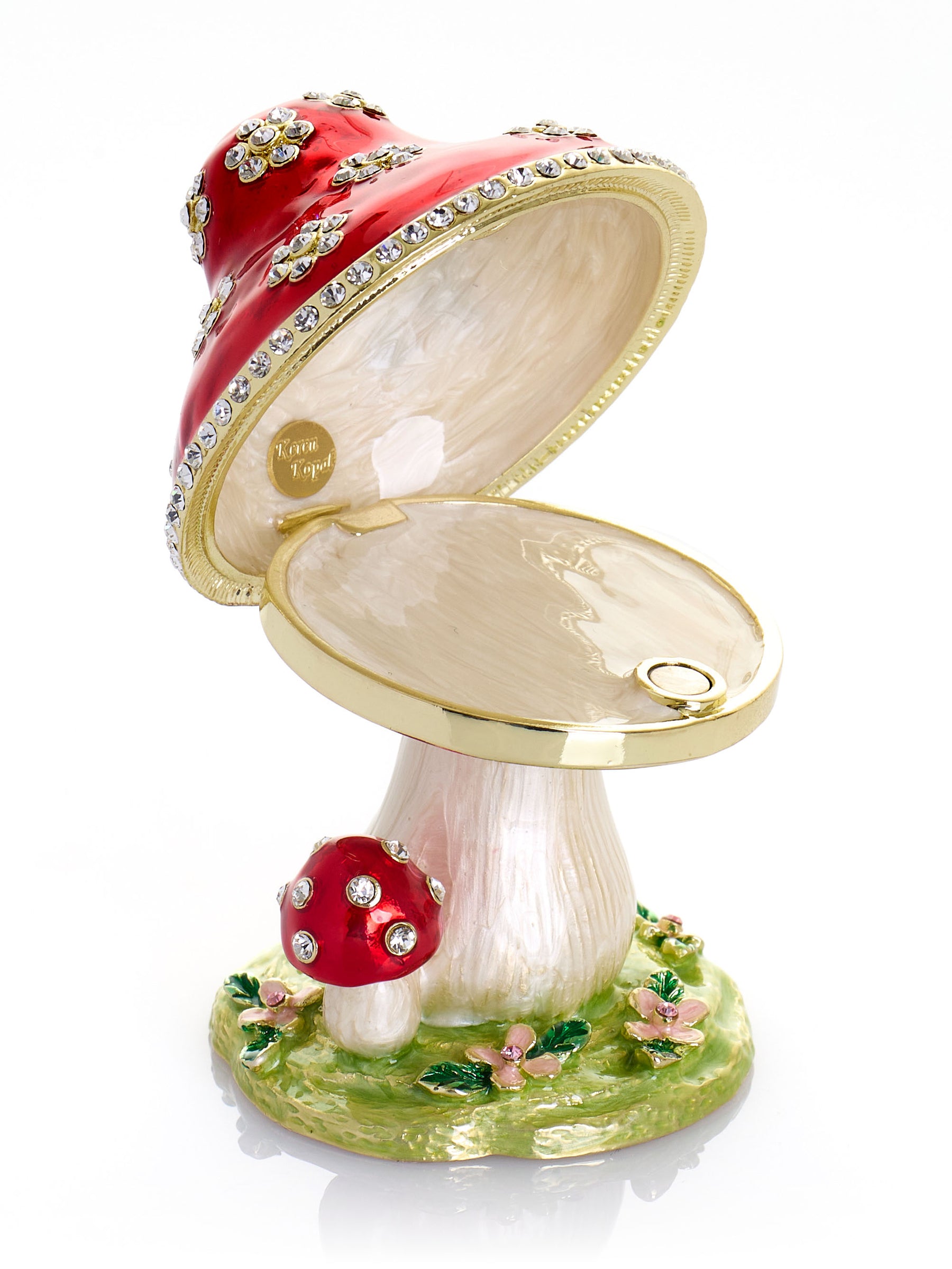 Crystal-Embellished Red Mushroom Trinket Box by Keren Kopal