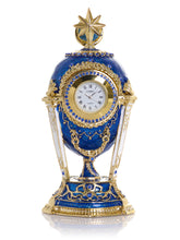Königsblaues & Goldenes Uhr-Ei Schmuckkästchen im Fabergé-Stil mit Geheimfach & abnehmbarem Stern
